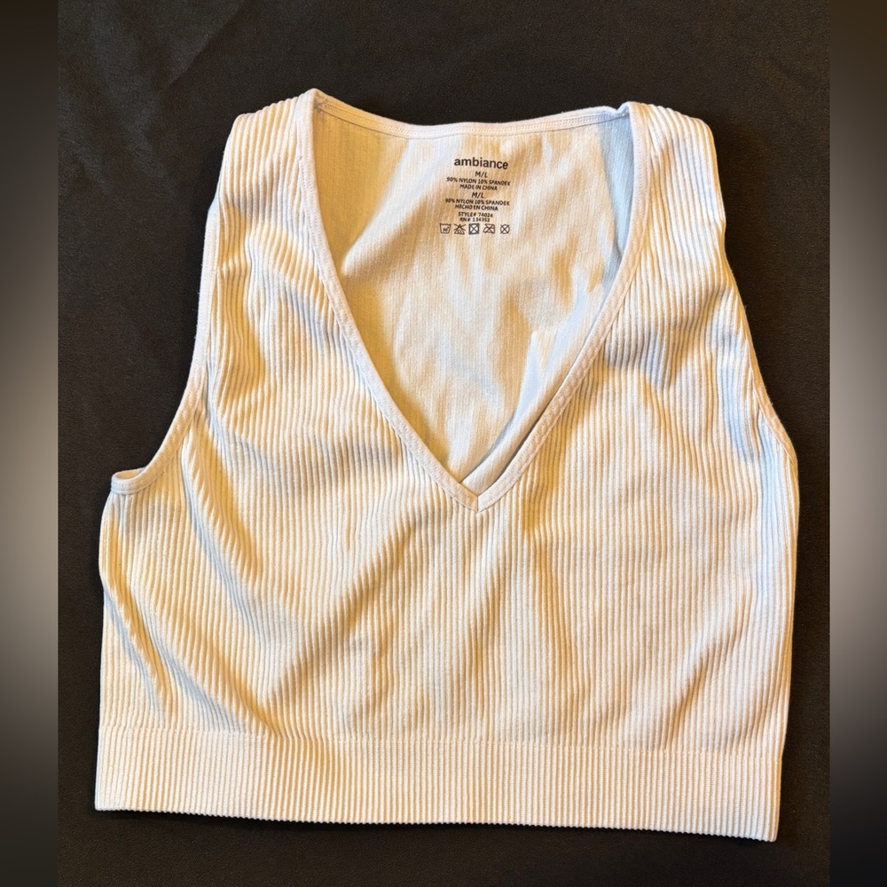 Ambiance White Ribbed Women's Top